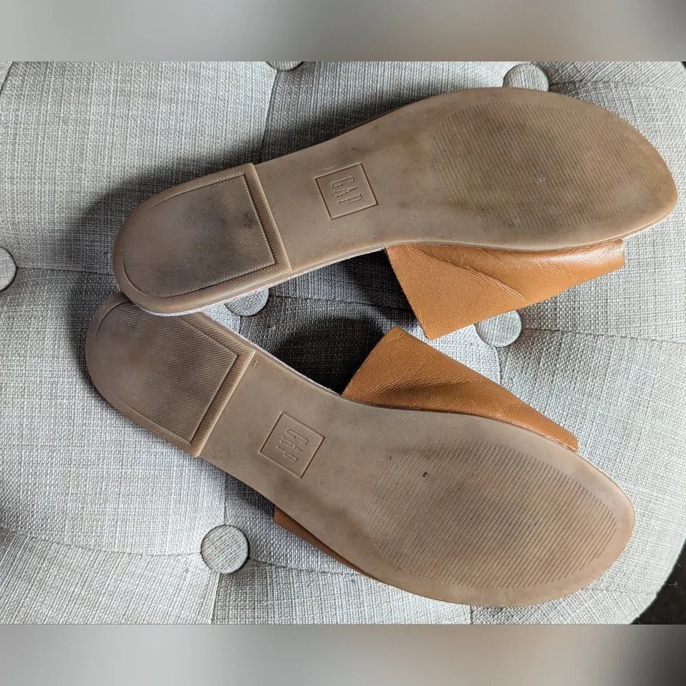 Gap Leather Slides/Sandals In Cognac - Size 7.5 - Picture 3 of 6